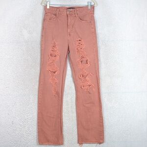 Aeropostale Women's Pink Distressed 90's Baggy Jeans Size 4‎